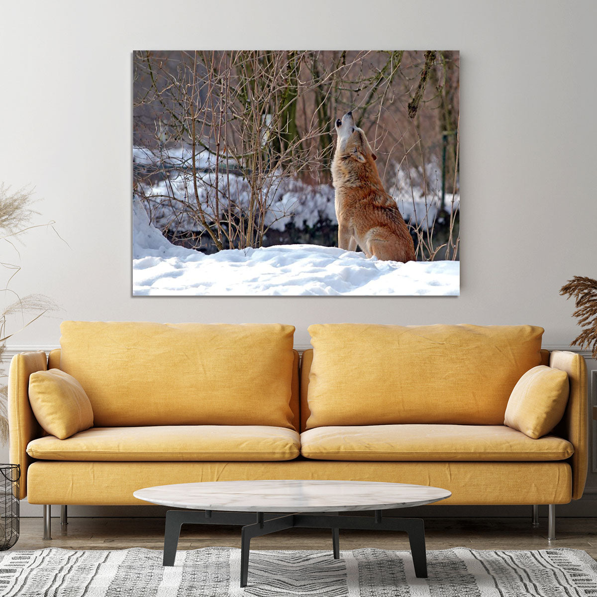 Howling wolf in winter scenery Canvas Print or Poster - Canvas Art Rocks - 4