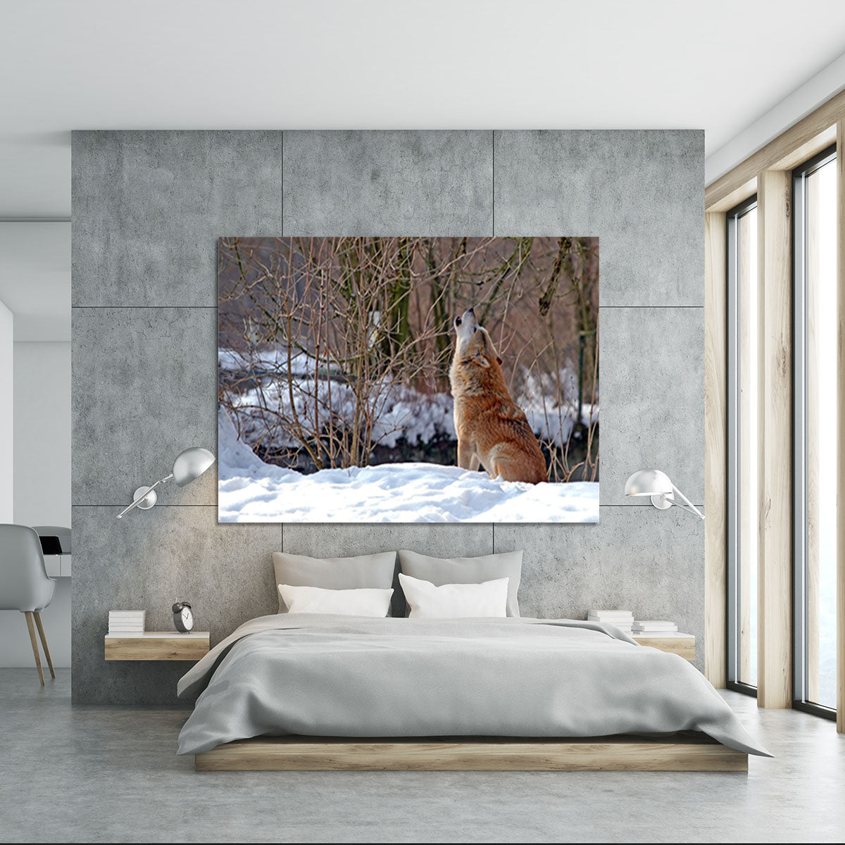 Howling wolf in winter scenery Canvas Print or Poster - Canvas Art Rocks - 5