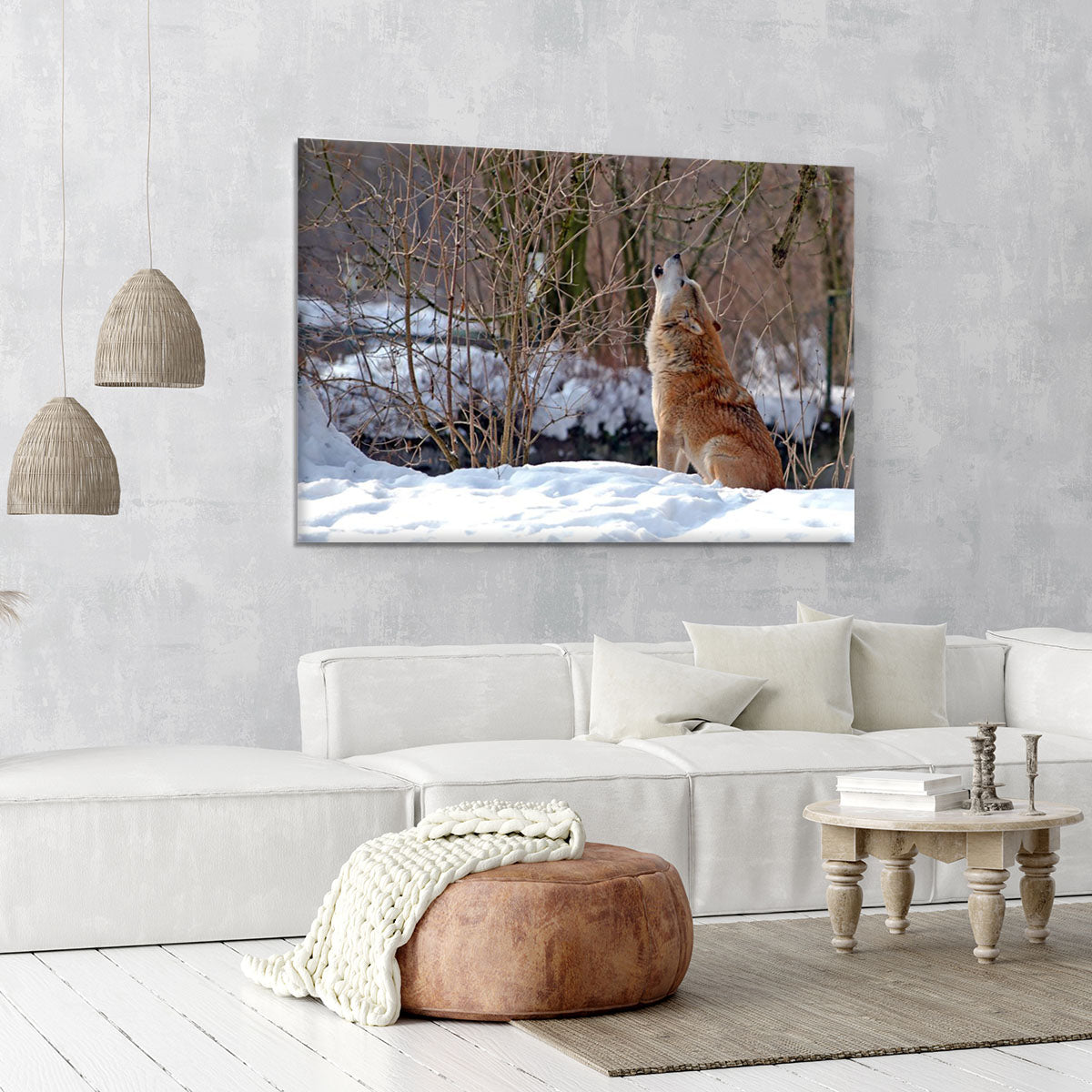Howling wolf in winter scenery Canvas Print or Poster - Canvas Art Rocks - 6