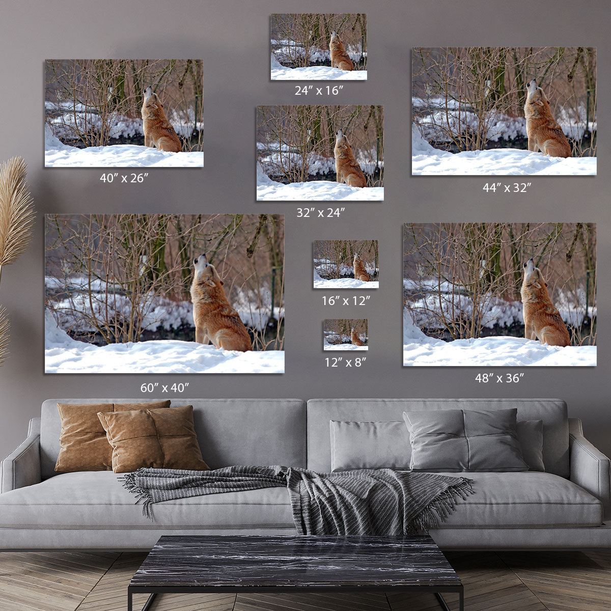 Howling wolf in winter scenery Canvas Print or Poster - Canvas Art Rocks - 7