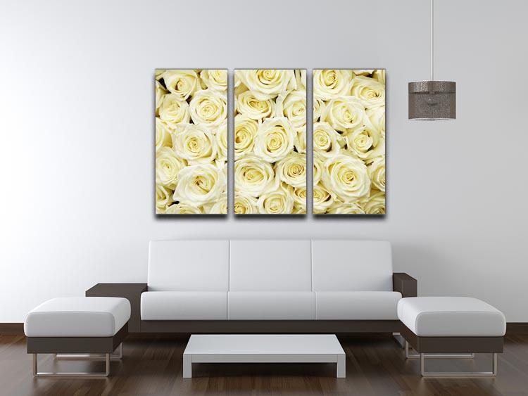 Huge bouquet of white roses 3 Split Panel Canvas Print - Canvas Art Rocks - 3