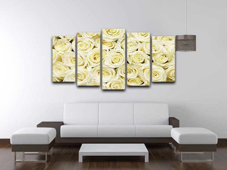 Huge bouquet of white roses 5 Split Panel Canvas  - Canvas Art Rocks - 3