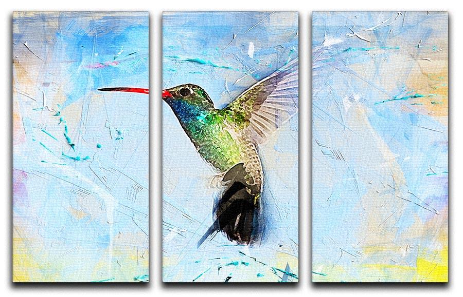 Humming Bird Painting 3 Split Panel Canvas Print - Canvas Art Rocks - 1