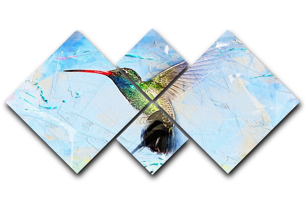 Humming Bird Painting 4 Square Multi Panel Canvas  - Canvas Art Rocks - 1