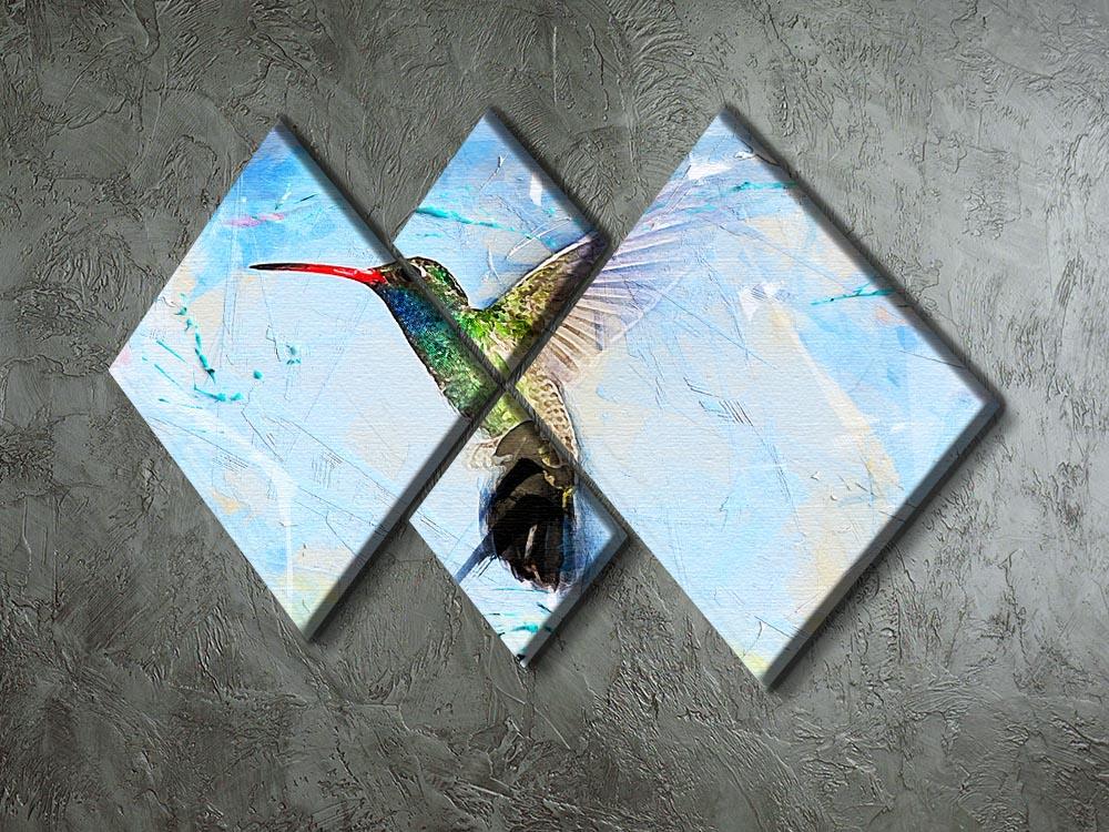Humming Bird Painting 4 Square Multi Panel Canvas - Canvas Art Rocks - 2