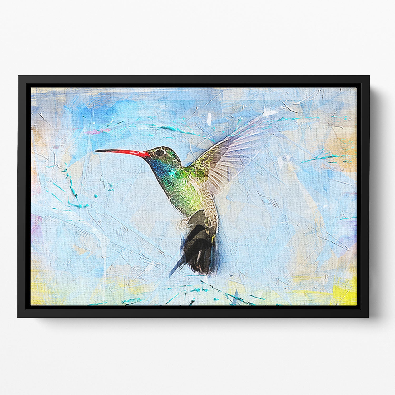 Humming Bird Painting Floating Framed Canvas