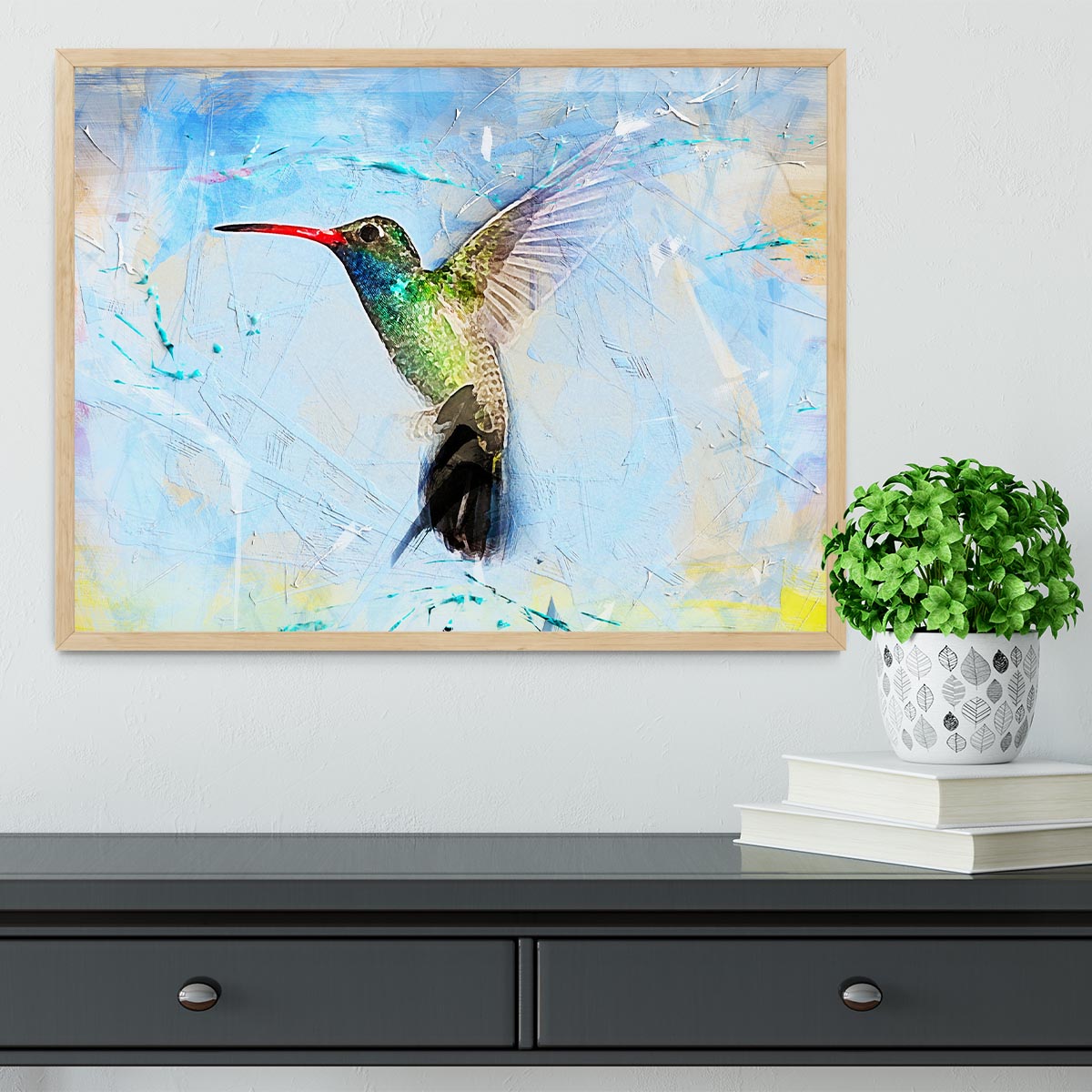 Humming Bird Painting Framed Print - Canvas Art Rocks - 4