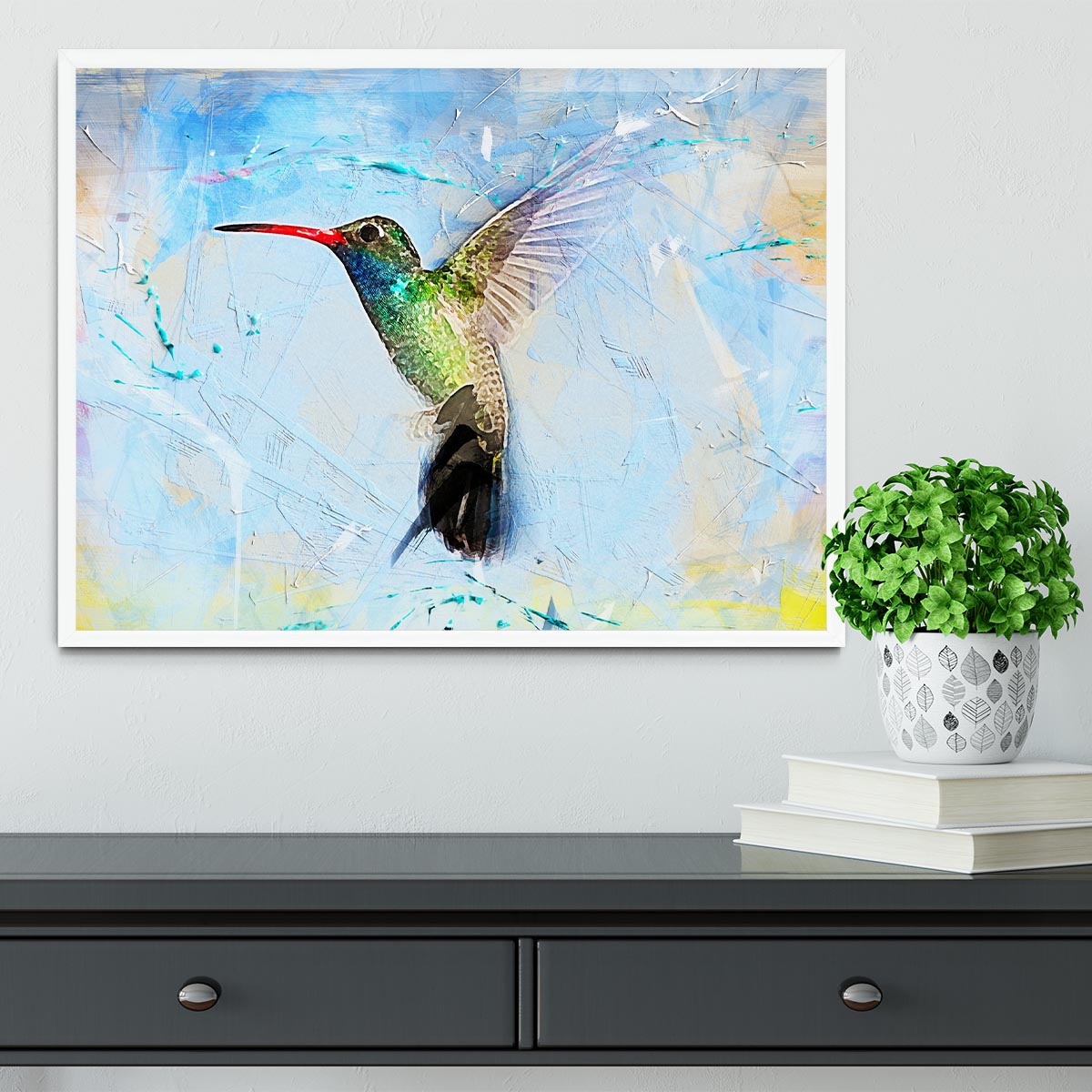 Humming Bird Painting Framed Print - Canvas Art Rocks -6