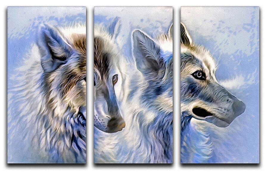 Ice Wolf Painting 3 Split Panel Canvas Print - Canvas Art Rocks - 1