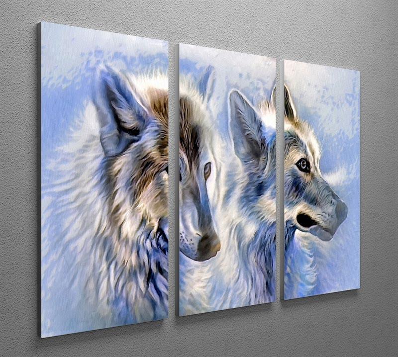 Ice Wolf Painting 3 Split Panel Canvas Print - Canvas Art Rocks - 2