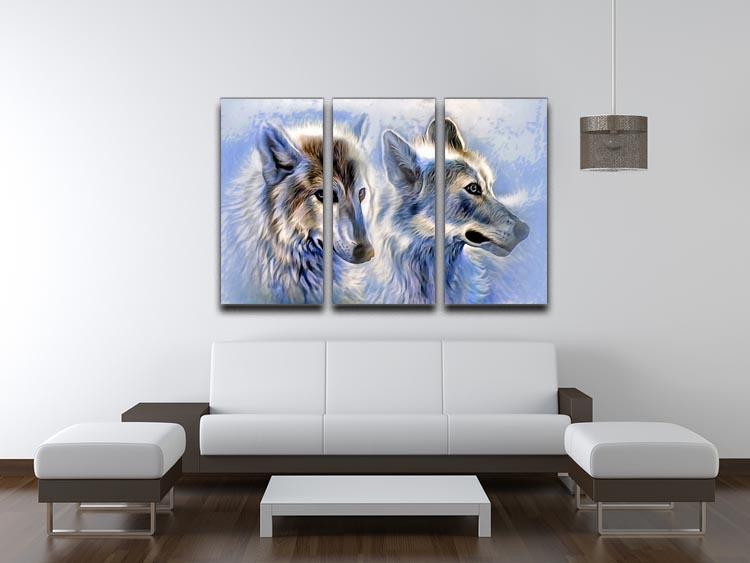 Ice Wolf Painting 3 Split Panel Canvas Print - Canvas Art Rocks - 3
