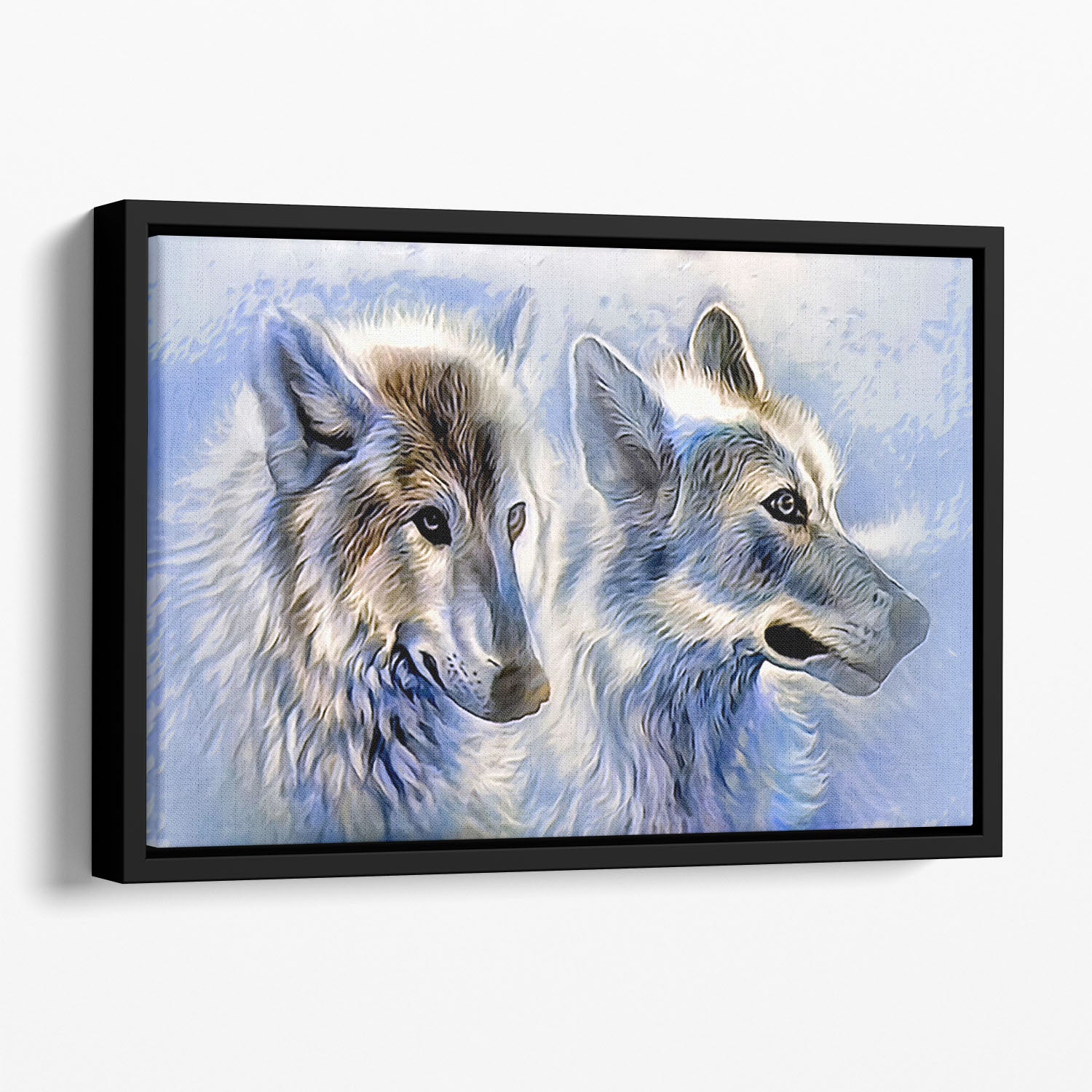 Ice Wolf Painting Floating Framed Canvas