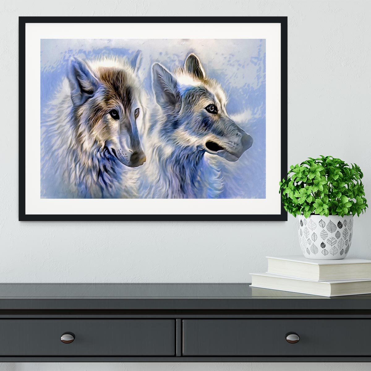 Ice Wolf Painting Framed Print - Canvas Art Rocks - 1