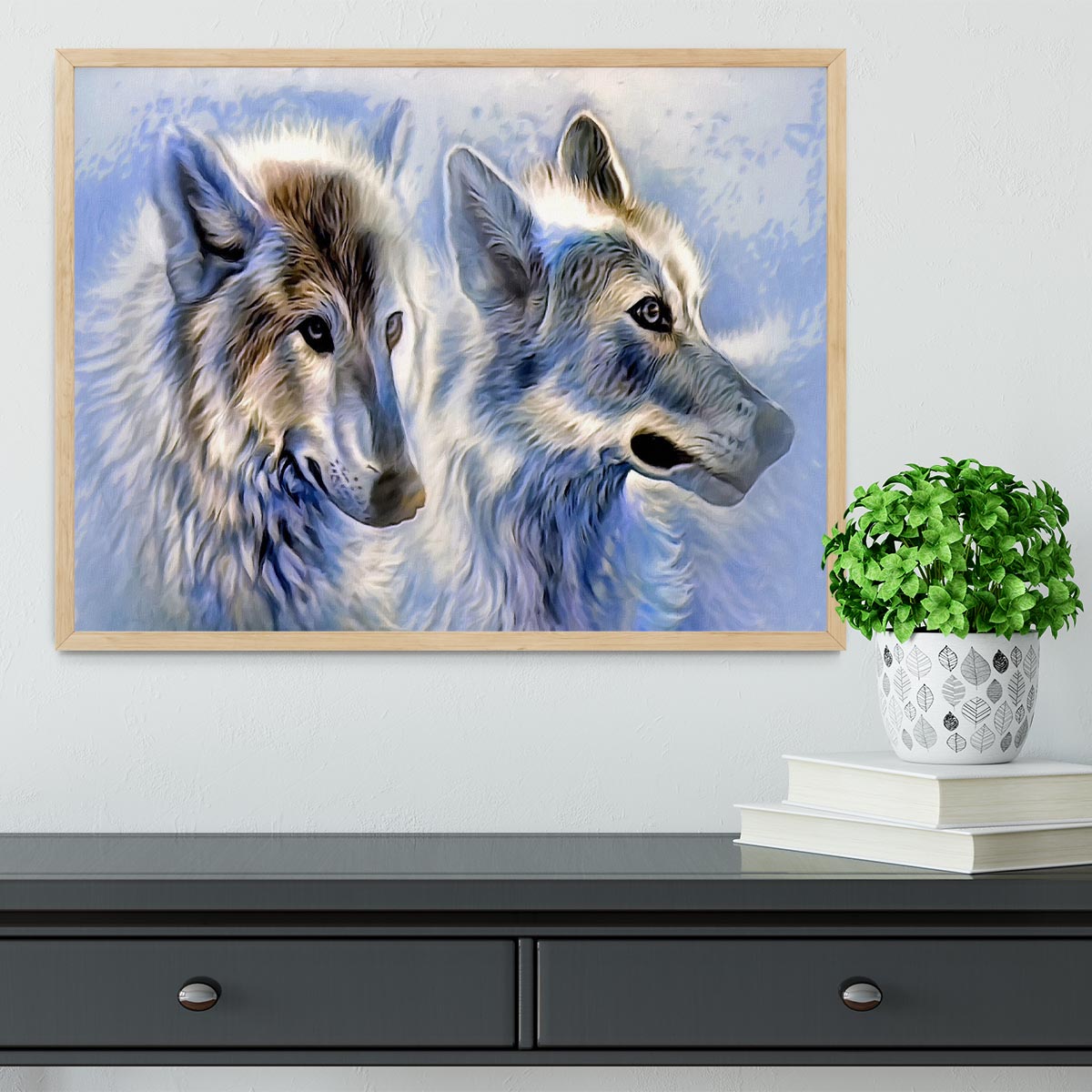 Ice Wolf Painting Framed Print - Canvas Art Rocks - 4