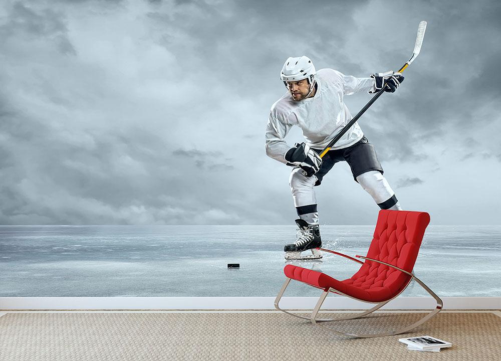 Ice hockey player Wall Mural Wallpaper - Canvas Art Rocks - 2