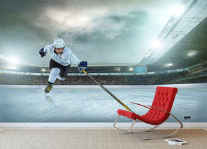 Ice hockey player on the ice Wall Mural Wallpaper - Canvas Art Rocks - 2