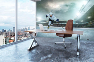 Ice hockey player on the ice Wall Mural Wallpaper - Canvas Art Rocks - 3