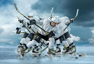 Ice hockey players in action Wall Mural Wallpaper - Canvas Art Rocks - 1