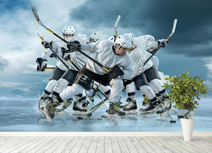 Ice hockey players in action Wall Mural Wallpaper - Canvas Art Rocks - 4