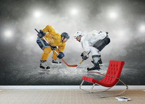 Ice hockey players on the ice Wall Mural Wallpaper - Canvas Art Rocks - 2