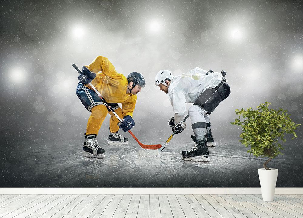 Ice hockey players on the ice Wall Mural Wallpaper Canvas Art Rocks