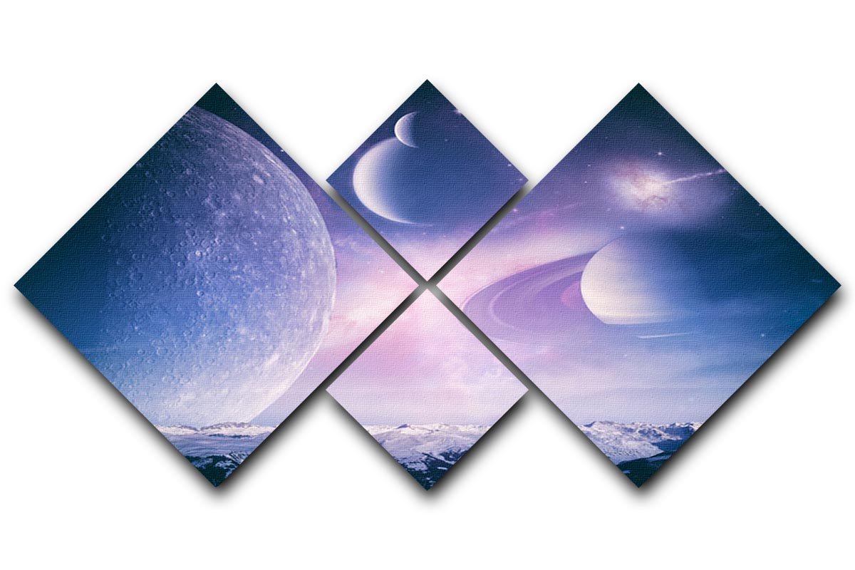 Ice world and planets 4 Square Multi Panel Canvas  - Canvas Art Rocks - 1