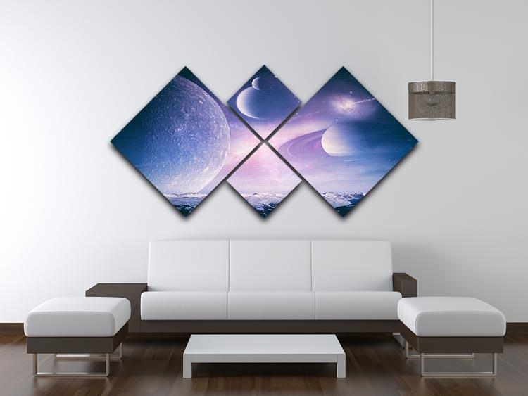 Ice world and planets 4 Square Multi Panel Canvas - Canvas Art Rocks - 3