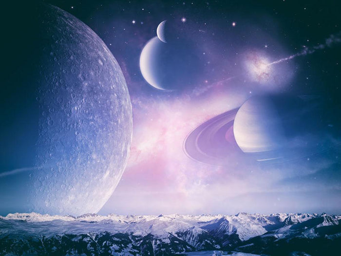 Ice world and planets Wall Mural Wallpaper