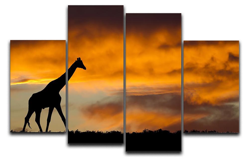 Idyllic african wildlife silhouette 4 Split Panel Canvas - Canvas Art Rocks - 1