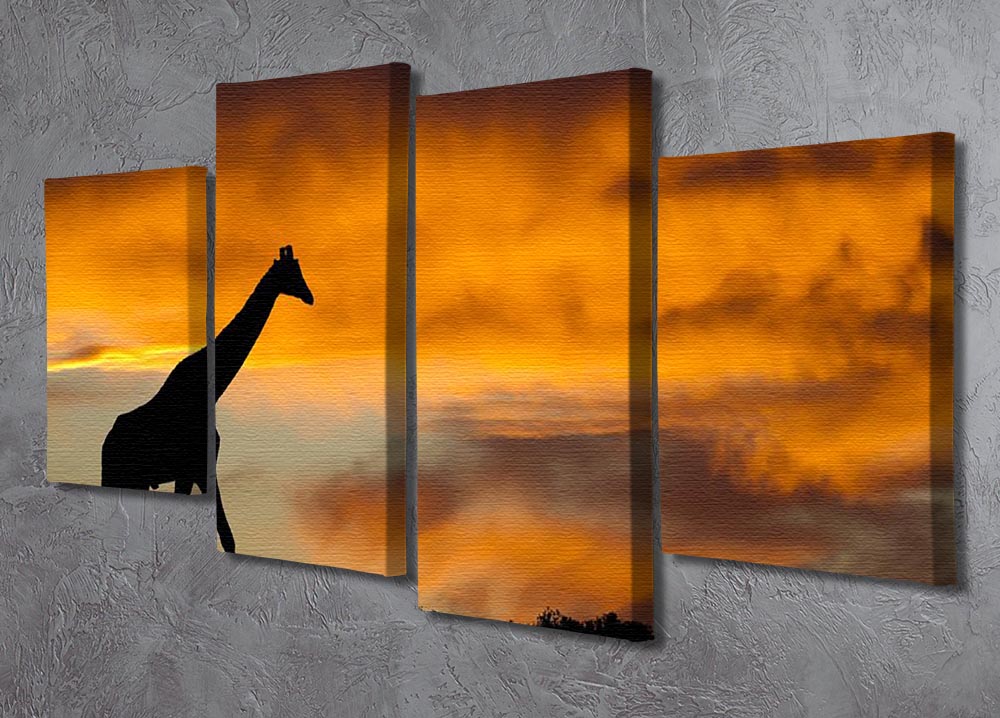 Idyllic african wildlife silhouette 4 Split Panel Canvas - Canvas Art Rocks - 2