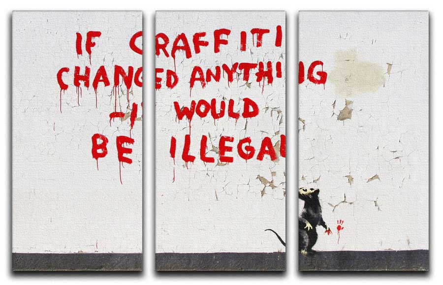 Banksy If Graffiti Changed Anything Split-Panel Canvas Print - Canvas Art Rocks