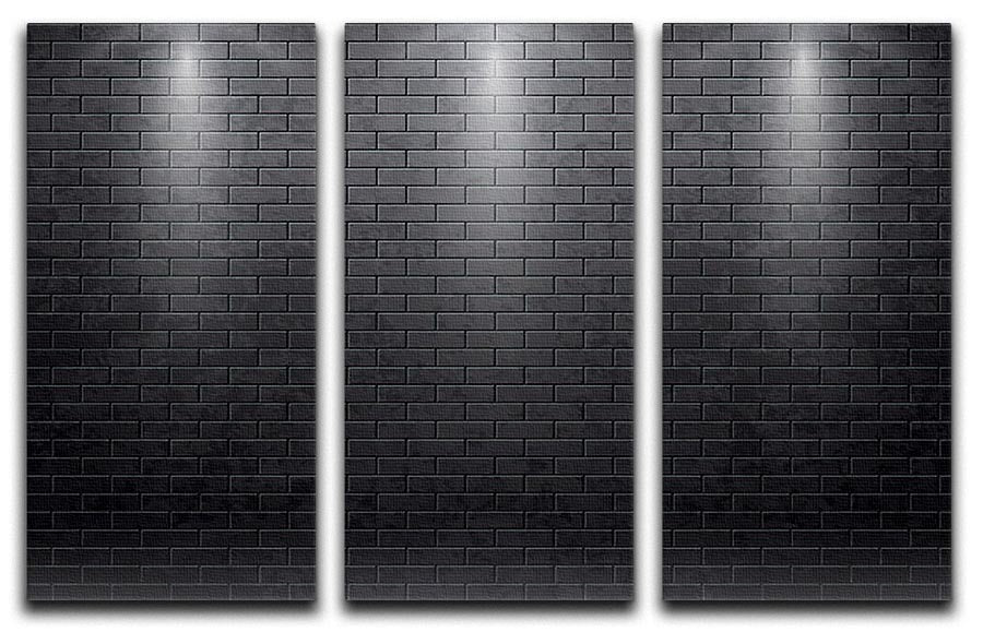 Illustartion of brick wall black 3 Split Panel Canvas Print - Canvas Art Rocks - 1