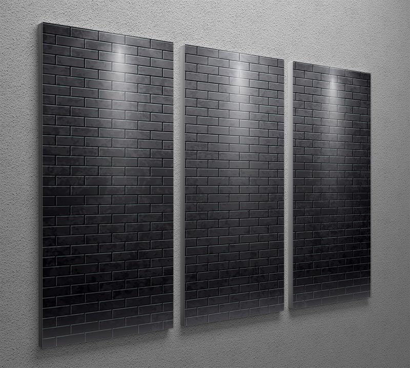 Illustartion of brick wall black 3 Split Panel Canvas Print - Canvas Art Rocks - 2