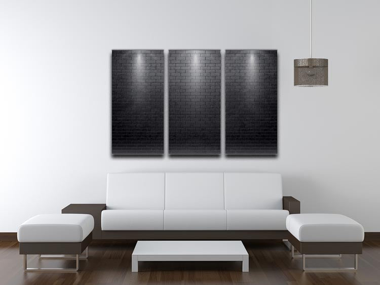 Illustartion of brick wall black 3 Split Panel Canvas Print - Canvas Art Rocks - 3
