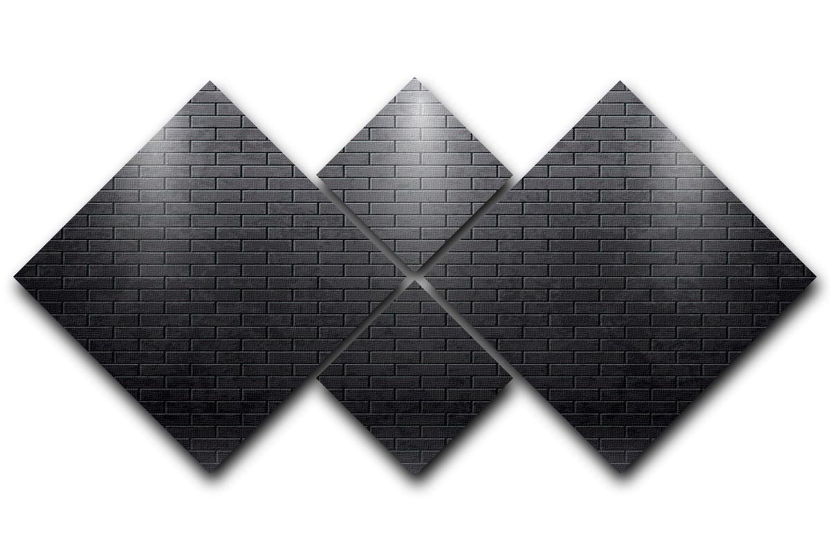 Illustartion of brick wall black 4 Square Multi Panel Canvas - Canvas Art Rocks - 1