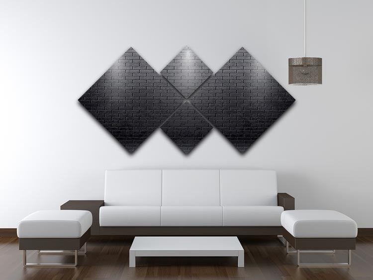 Illustartion of brick wall black 4 Square Multi Panel Canvas - Canvas Art Rocks - 3