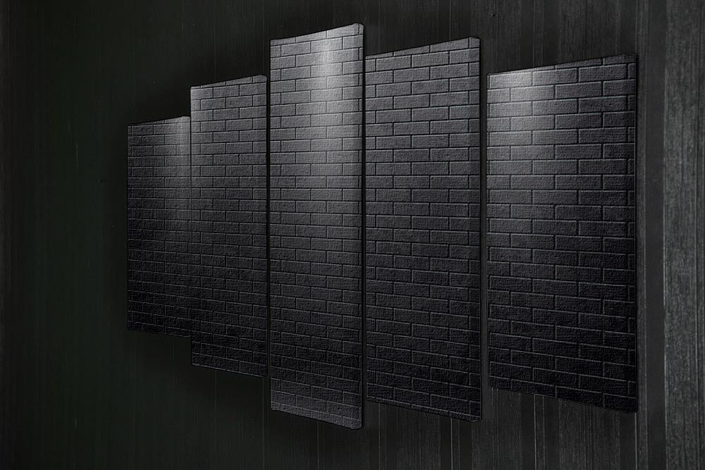 Illustartion of brick wall black 5 Split Panel Canvas - Canvas Art Rocks - 2