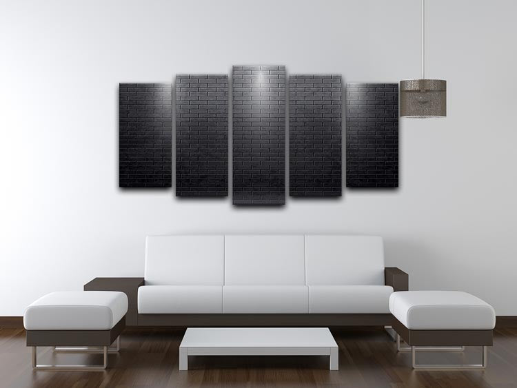 Illustartion of brick wall black 5 Split Panel Canvas - Canvas Art Rocks - 3