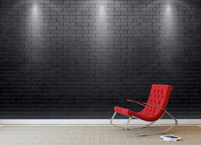 Illustartion of brick wall black Wall Mural Wallpaper