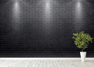 Illustartion of brick wall black Wall Mural Wallpaper - Canvas Art Rocks - 4