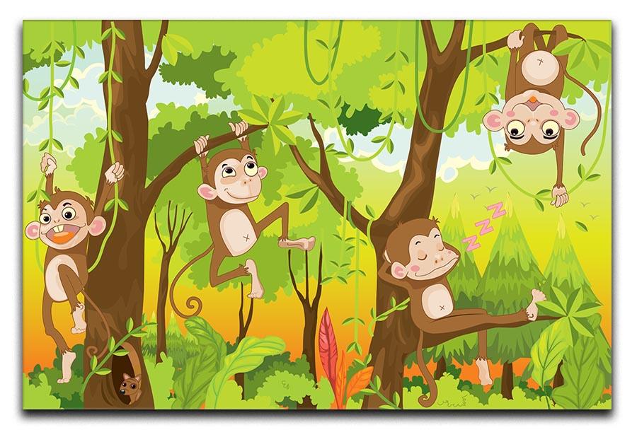 Illustration of a monkey in a jungle Canvas Print or Poster - Canvas Art Rocks - 1