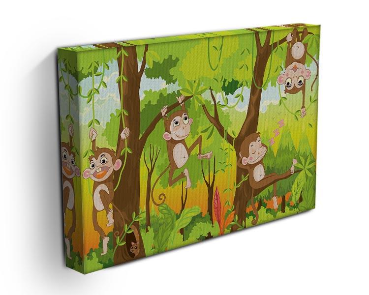 Illustration of a monkey in a jungle Canvas Print or Poster - Canvas Art Rocks - 3