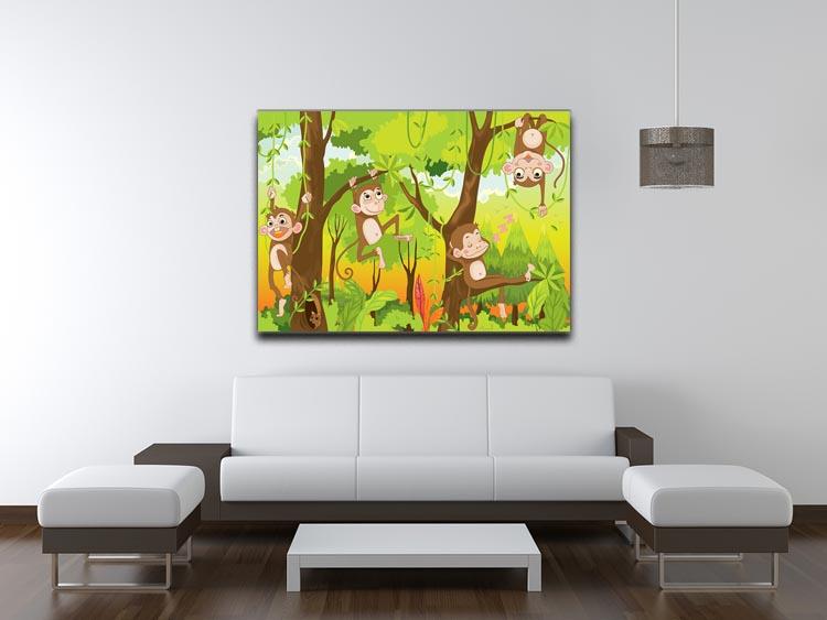 Illustration of a monkey in a jungle Canvas Print or Poster - Canvas Art Rocks - 4