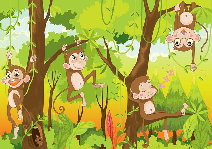 Illustration of a monkey in a jungle Wall Mural Wallpaper