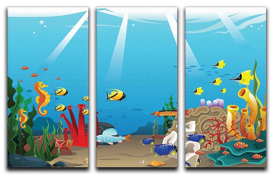 Illustration of marine life design 3 Split Panel Canvas Print - Canvas Art Rocks - 1