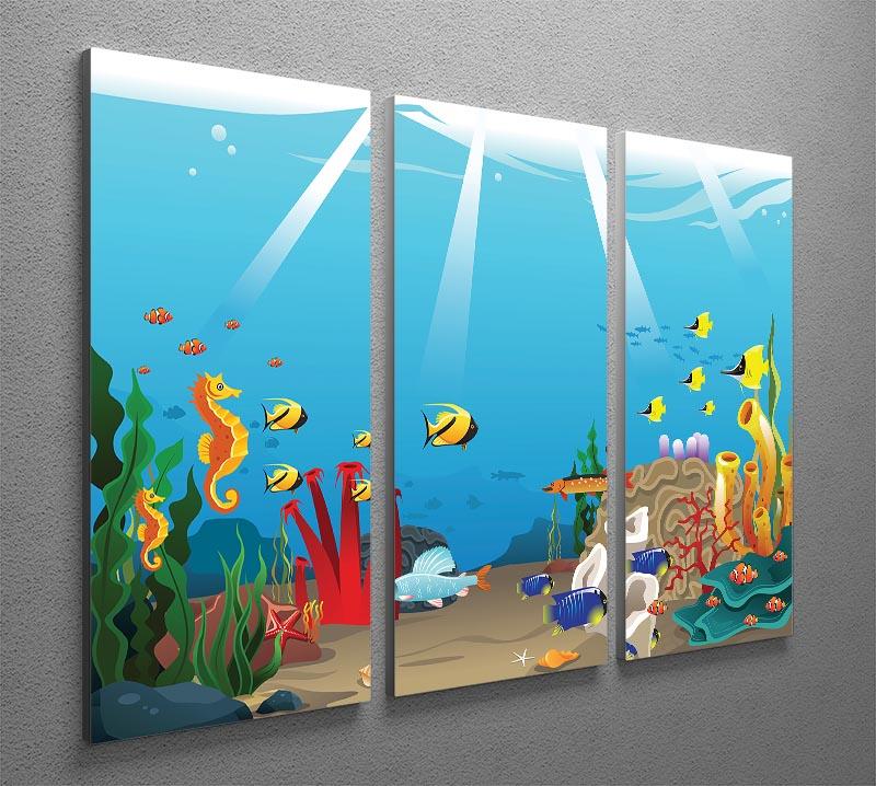 Illustration of marine life design 3 Split Panel Canvas Print - Canvas Art Rocks - 2
