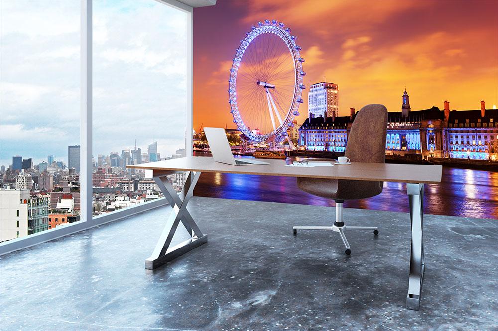 Ilumination of the London Eye Wall Mural Wallpaper - Canvas Art Rocks - 3