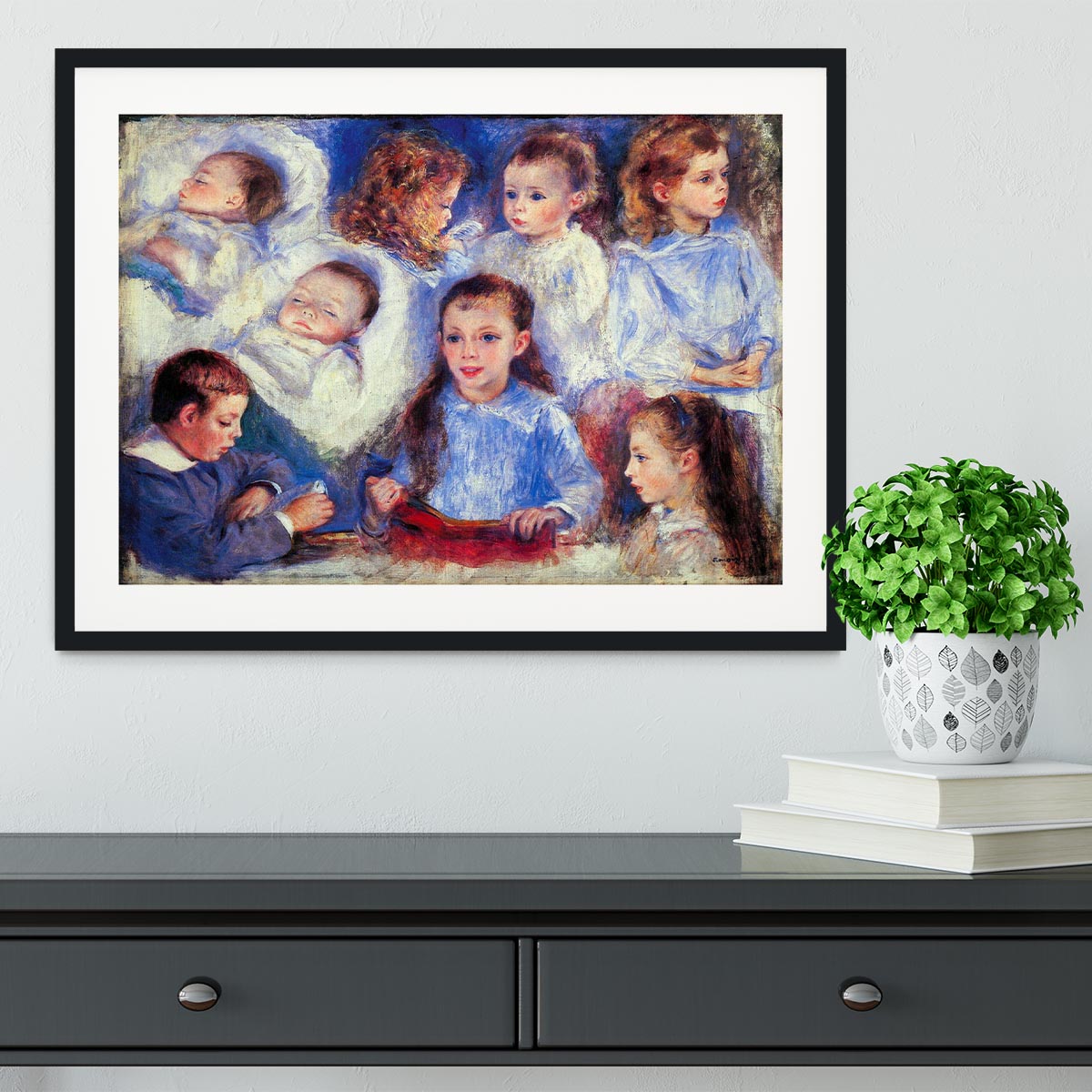 Images of childrens character heads by Renoir Framed Print - Canvas Art Rocks - 1