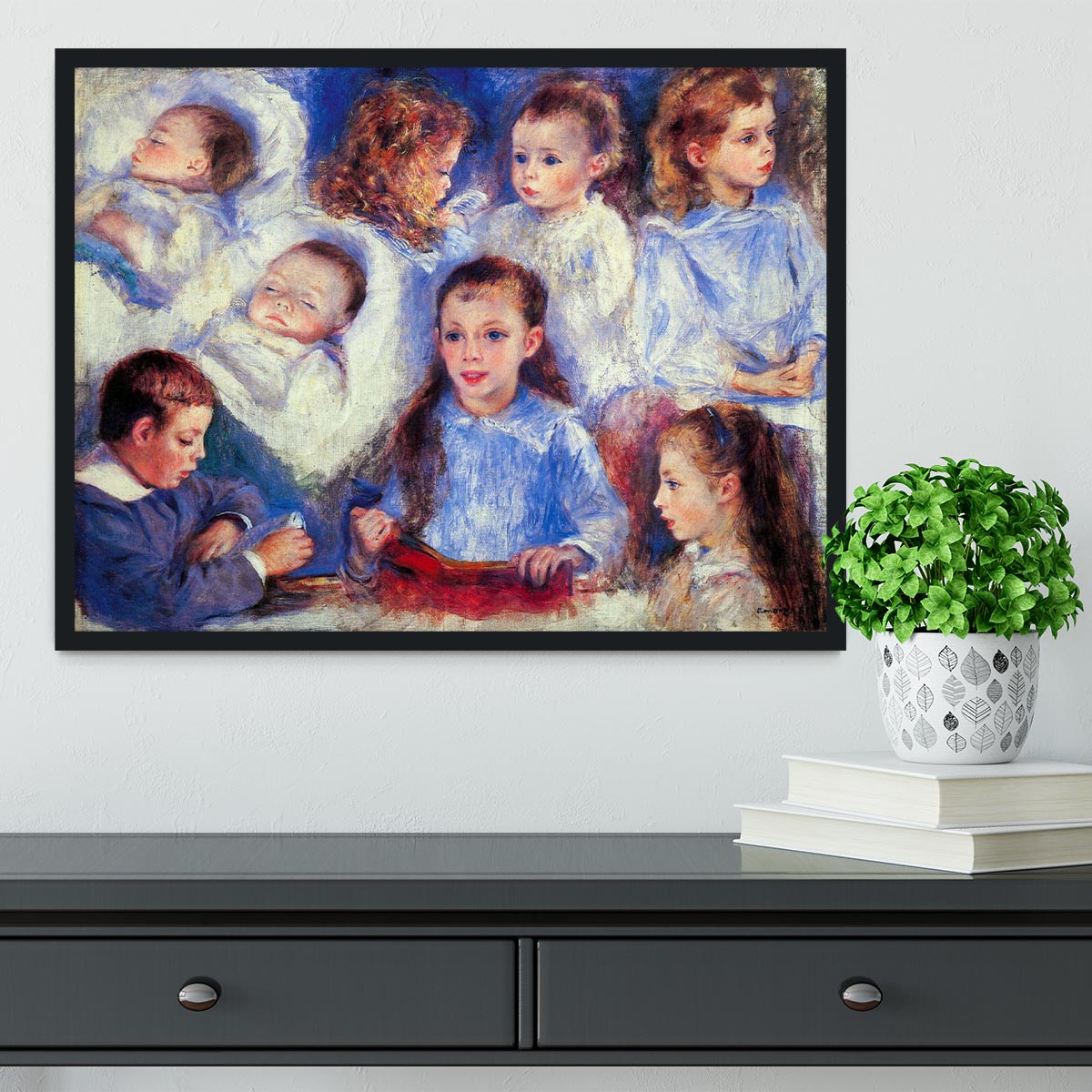 Images of childrens character heads by Renoir Framed Print - Canvas Art Rocks - 2
