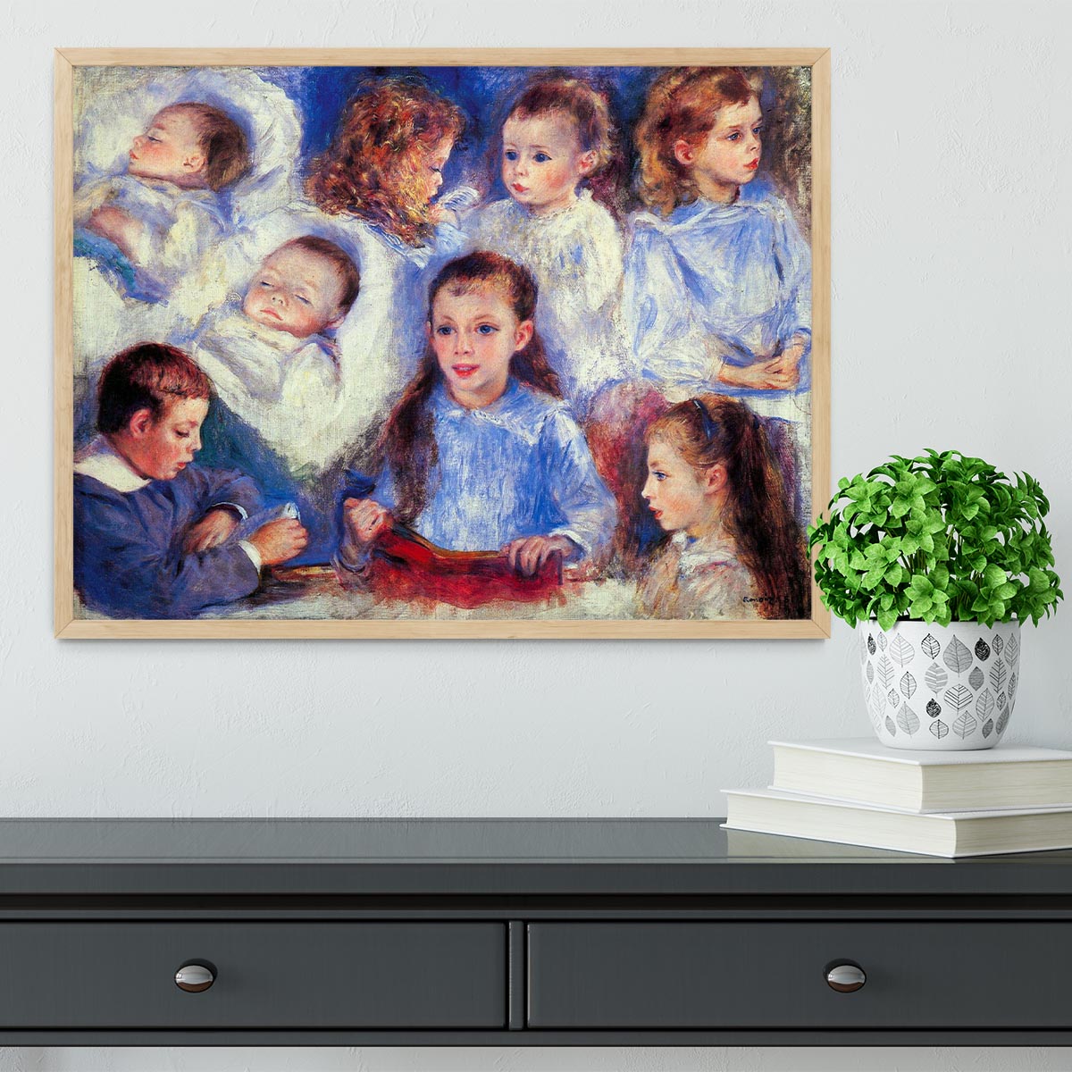 Images of childrens character heads by Renoir Framed Print - Canvas Art Rocks - 4